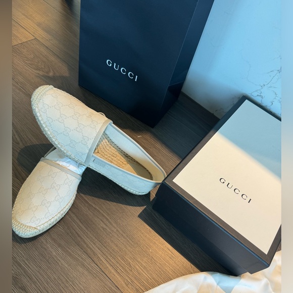 Brand New Gucci GG Canvas Leather Mystic White Espadrilles 39 - Picture 8 of 12